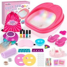 Kids Foot Spa  Nail Kit Set - 25 Pcs Kids Spa Day Kit with Middle Size Rainb...