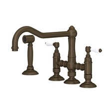 Rohl A1458LPWSTCB-2 Acqui Bridge Kitchen Faucet With Side Spray Tuscan Brass