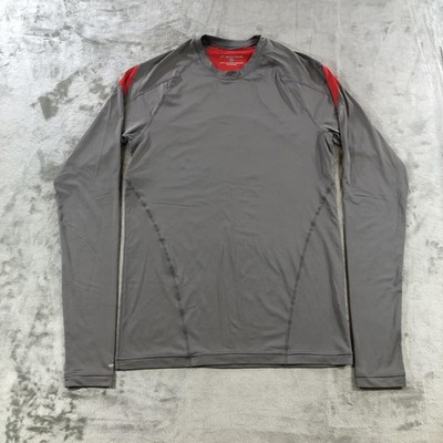 Brooks Shirt Mens Small Gray Red Long Sleeve Equilibrium Running Athletic 210111
