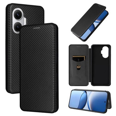 Für Xiaomi Poco F7 5G Carbon Faser Textur Hybrid Flip Schutz Handy Hülle Schwarz