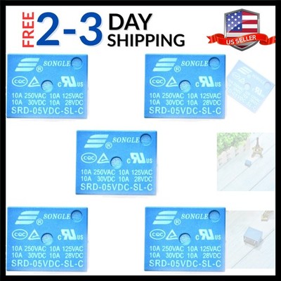 5Pcs  SONGLE SRD-12VDC-SL-C Mini Power Relay T73-12V 10A 12V 5 Pins
