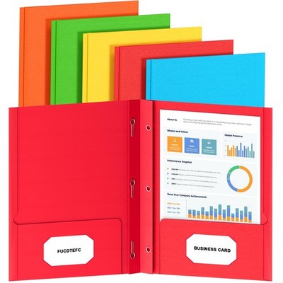 2 Pocket Folders with Prongs Heavy Duty Paper File Organizer 5 Pack
