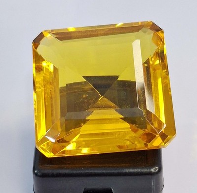 Yellow Topaz Lab Created Square Cut 125-127 Ct Certified Loose Gemstone SP688