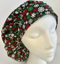 Christmas Snowflake Print Size Large Medical Bouffant Scrub Cap Surgery Hat