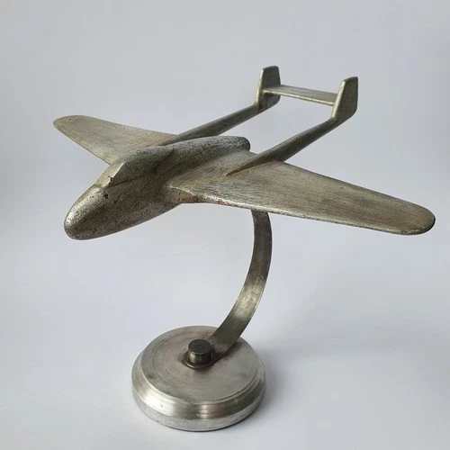 Vintage RAF Jet Aircraft De Havilland DH.100 Vampire Trench Art Desk Plane Model