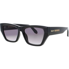Quay Women's Sunglasses Black/Gold Acetate Cat Eye Frame NO APOLOGIES BLK/SMK