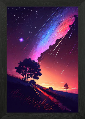 Gerahmtes Wandbild Poster Leinwanddruck Bild Sonnenuntergang Komet Trail