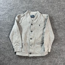 Polo By Ralph Lauren Sweater Kids 7 Gray Knit Button Cardigan Pockets Logo