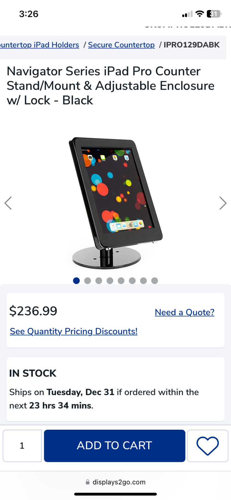 ipad pro 12.9 display2go point of sale stand-image