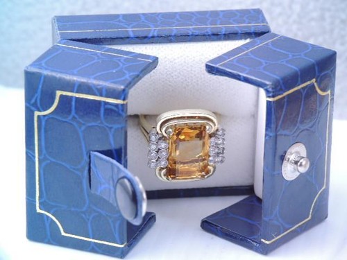 DESIGNER BELLARRI 18K GOLD 7.4 CT YELLOW CITRINE & DIAMOND RING sz 5 3/4 - 第 9/11 張圖片