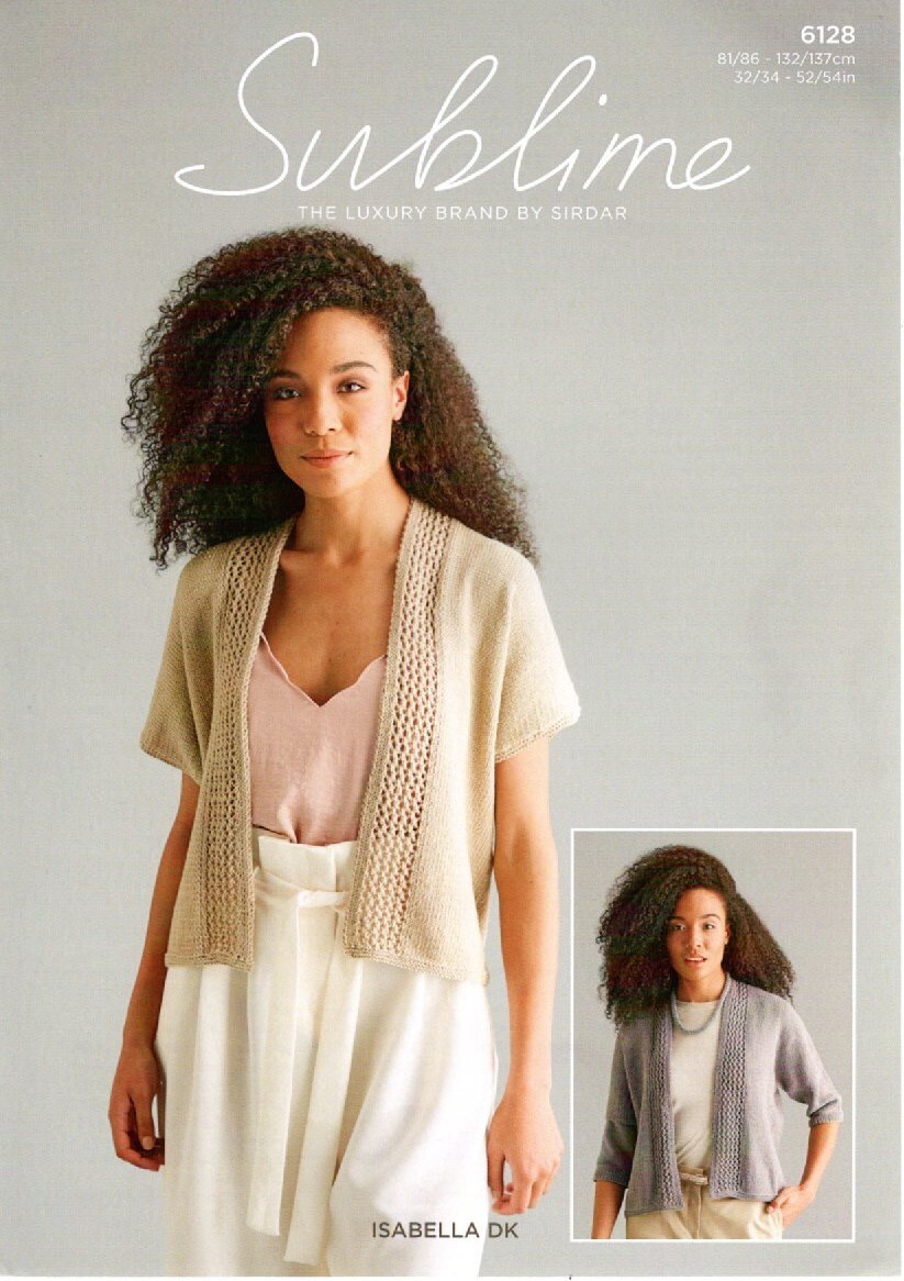 Sublime Isabella DK Knitting Pattern - 6128 Womens Long or Short Sleeved Kimonos