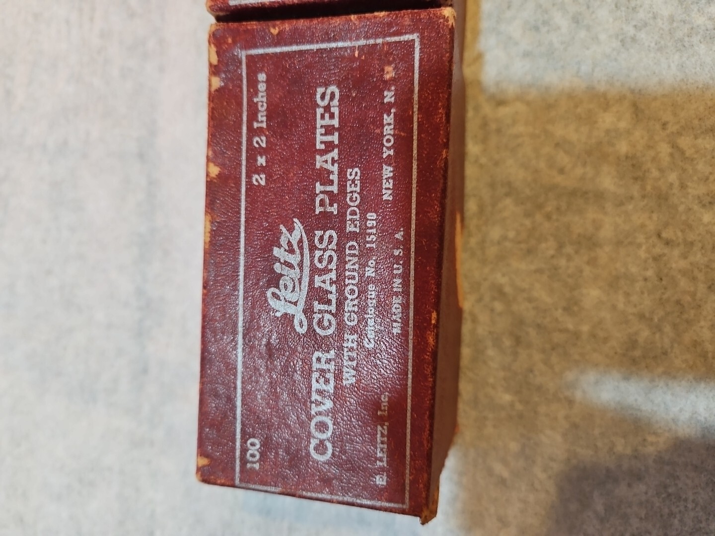LEITZ  2" X 2"  Cover Glass Plates Ground Edges New York, NY USA 15190 2 Boxes 