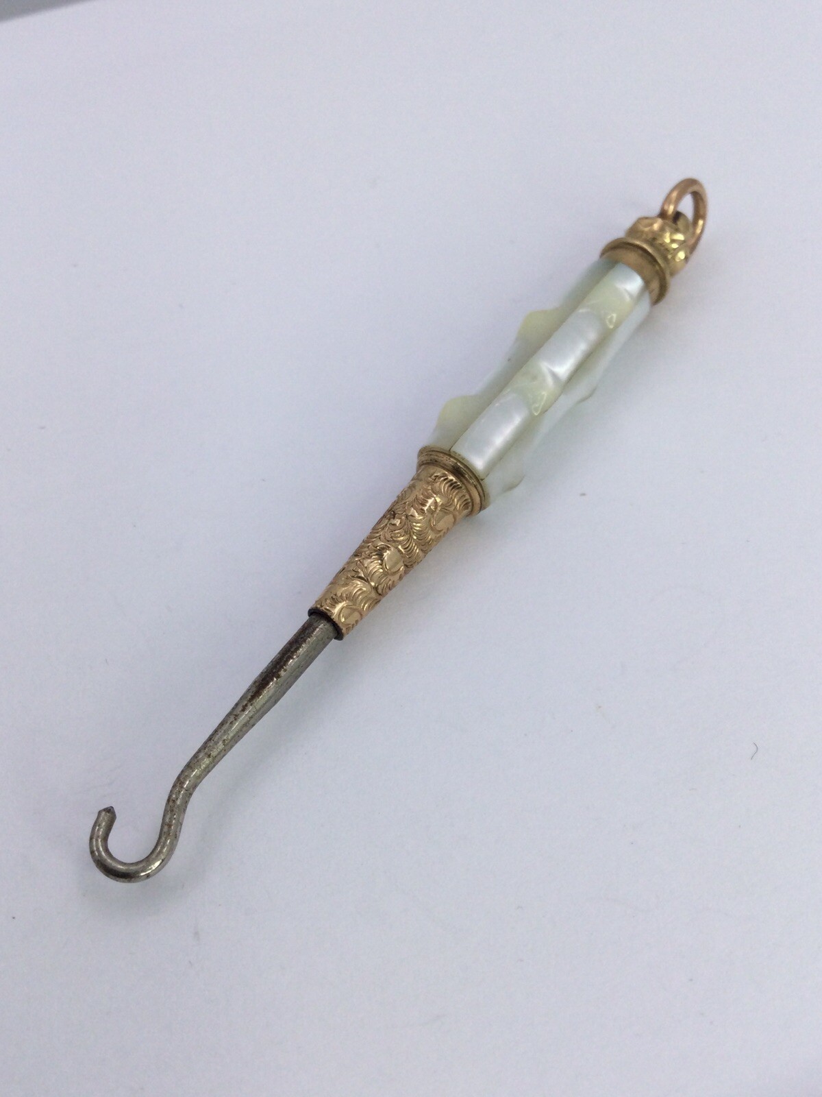 MECHANICAL VICTORIAN BUTTON HOOK - GOLD FILLED - … - image 1
