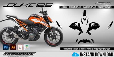 KTM 125 DUKE 2017-2020 Full 1:1 Scale Template - Design Vector Digital