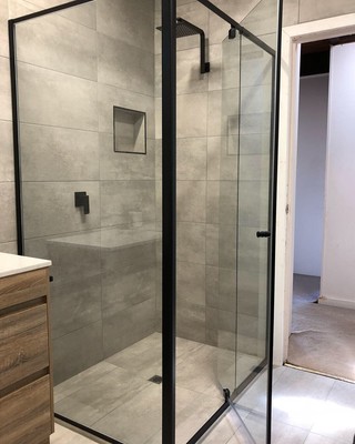 Download Black Semi Frameless Quality shower screen 1200 x 900 DIY 1950h Adjustable | eBay