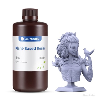 ANYCUBIC Plant-based Resin 1kg Low Odor for LCD 3D Printer | Gray - 3 Pack