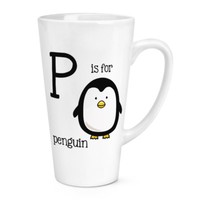P Ist FüR Pinguin 483Ml Groß Latte Becher Tasse - Lustig Alphabet Süß