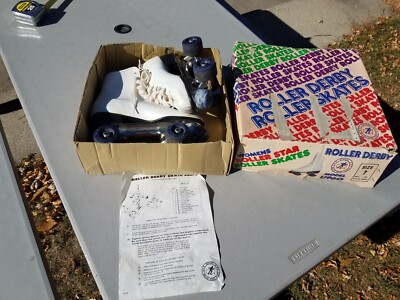Vtg 1983 Roller Derby U960 Roller Star Skates White Leather Women s SZ 7 w/ Box