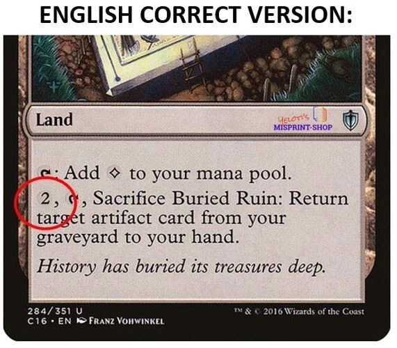 Buried ruin French MTG MISPRINT. Wrong activation cost, (cheaper). - Imagen 4 de 4