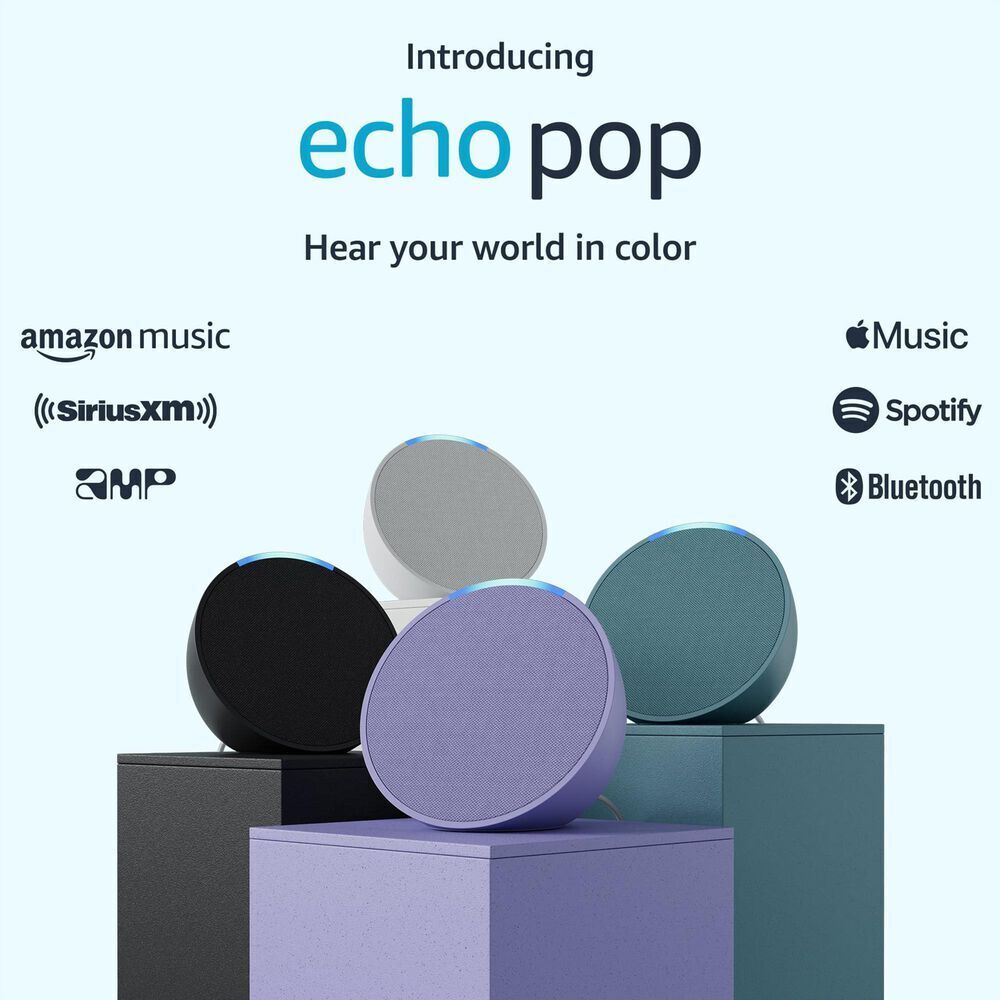 Echo Pop 1st Gen, 2023 Release Full sound compact smart speaker with  Alexa Charcoal in the Smart Speakers & Displays department at