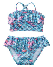 Gymboree Blue Sparkle Mermaid Two-Piece Tankini Swimsuit Baby Girl 6-12 Months