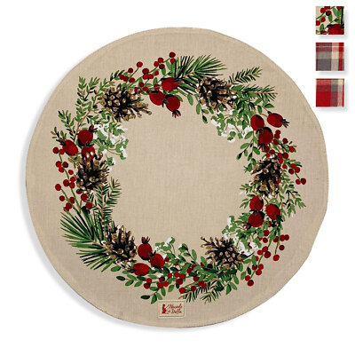 Amerikanische Weihnachtstischdecke rund Stoffwolken Weihnachtsdeko Bonnie 5719