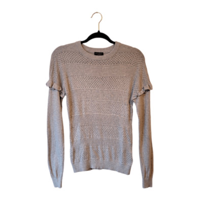 Current Air Grey Ruffle Sleeve Modal Blend Sweater