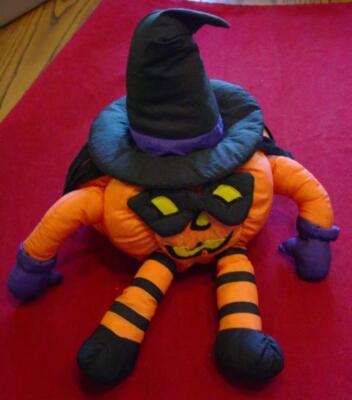 VTG International Silver - Nylon Halloween PUMPKIN WITCH Plush / Stuffed Animal