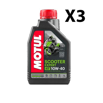 3 Litres D'huile Motul Scooter Expert 4T 10W40 MA API SM SL MO33MOT168 JASO T903 - Photo 1/4