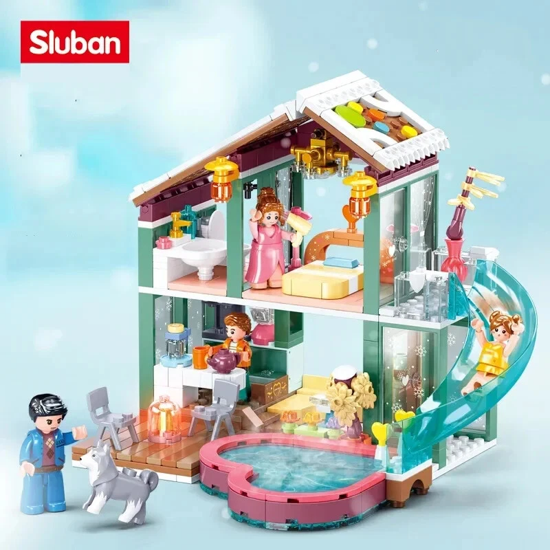 Sluban Alps Ski Resort Building Blocks Travel RV Hot Spring Holiday House Bricks - Image 3 of 4