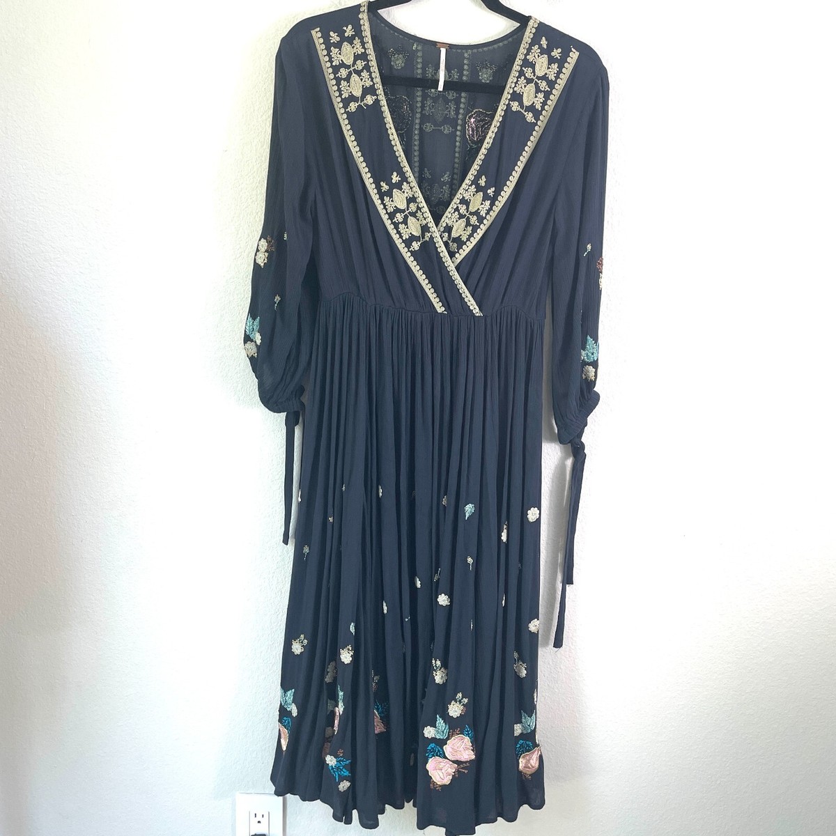 Free People Small Enchanted Forest Midi Dress Black