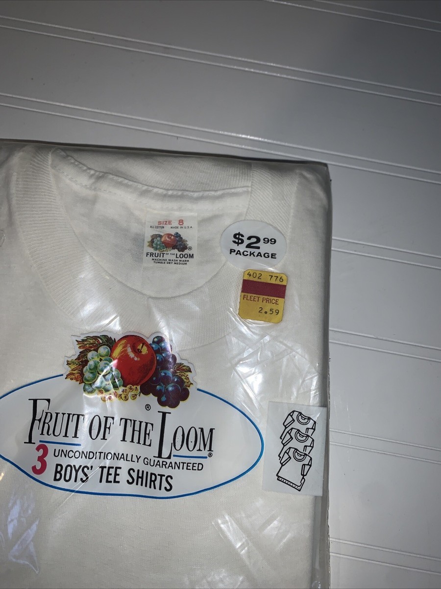 Vintage 1960s Fruit Of The Loom T Shirts Size 8 Boys White 3 Pack