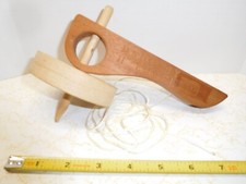 Vintage "Supersonic" Made by Engel Wood Spinning Top in Holder w/ String Pull
