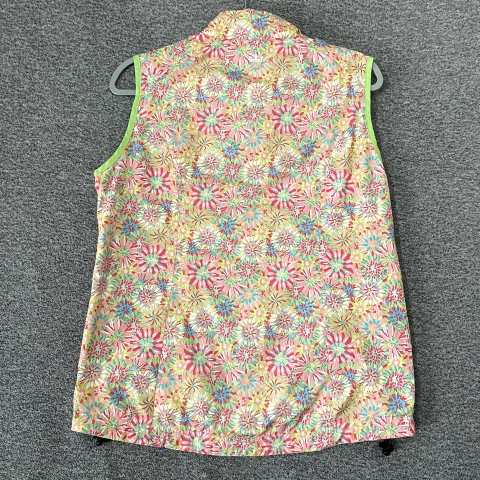 Peter Millar Women's Size Medium E4 Wind Floral Full Zip Polyester Golf Vest Foto 2 de 4