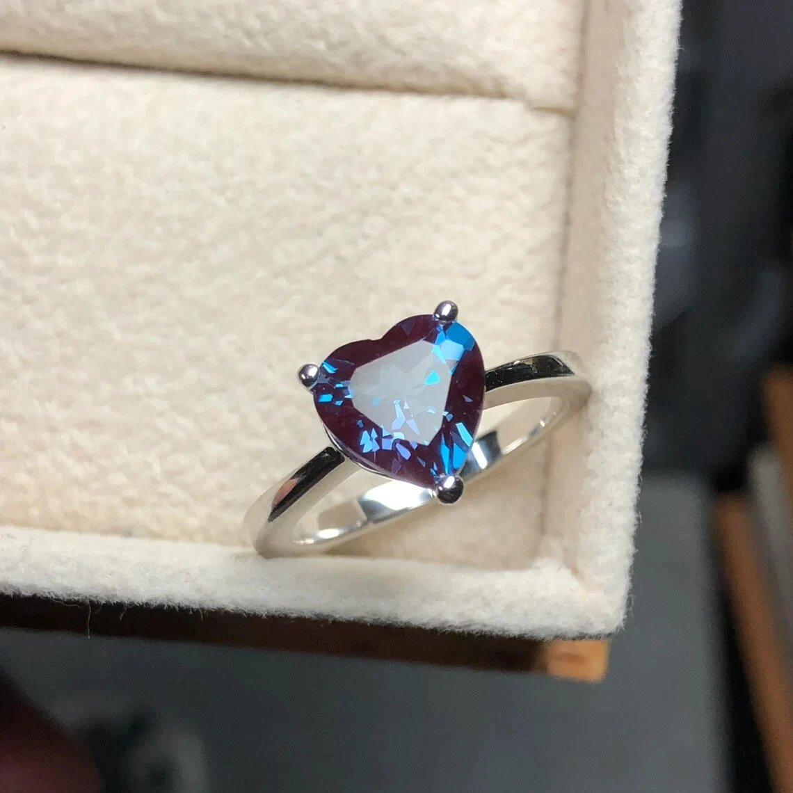 alexandrite june birthstone handmade silver 925 HEART SHAPE ladies
