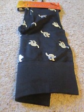 Women's Black Leggings with Silver Cat Pattern / size S/M