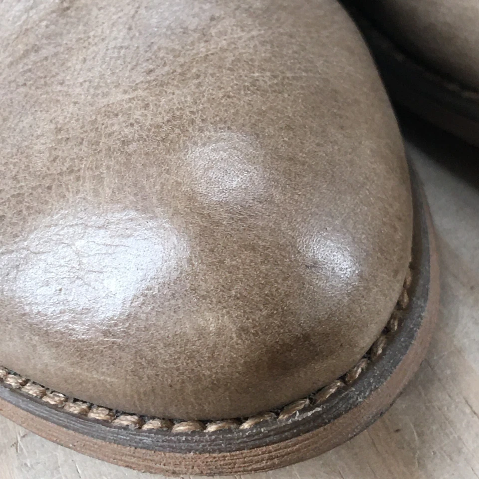 Guess Boots 女式 9.5 M 铆钉踝靴高跟鞋休闲米色皮革拉鞋 — 第 4/4 张图片