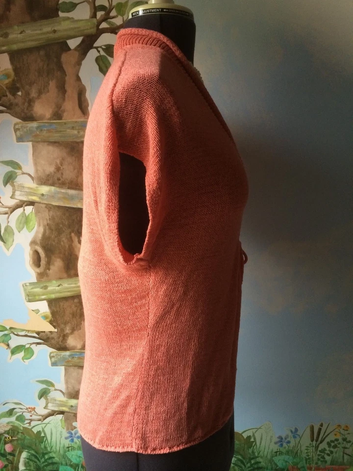 Willi Smith Peach knit Cap Sleeve Top Vest Open Front Cardigan Size M New - Image 4 of 4