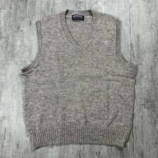 VTG 80S PURITAN 2-PLY SHETLAND WOOL SWEATER VEST OATMEAL USA MADE MENS XL