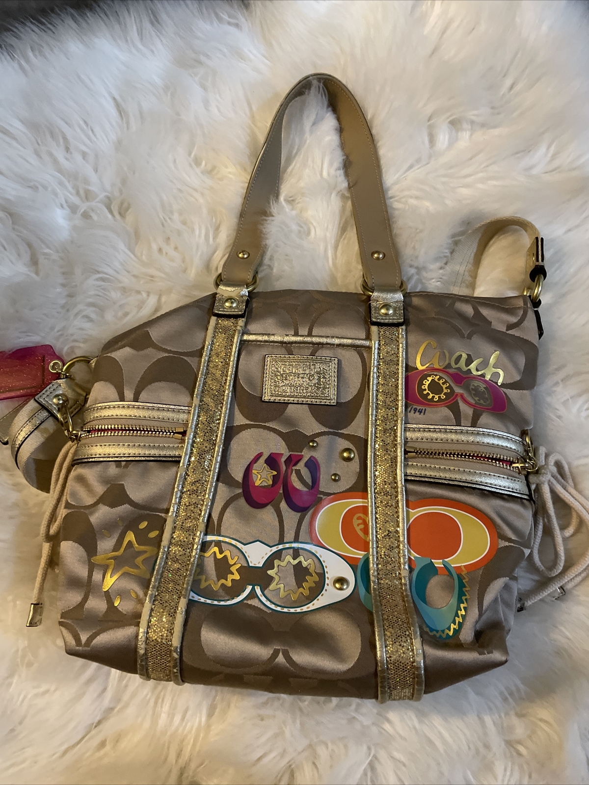 Coach Crossbody Sequin poppy Gold Gem