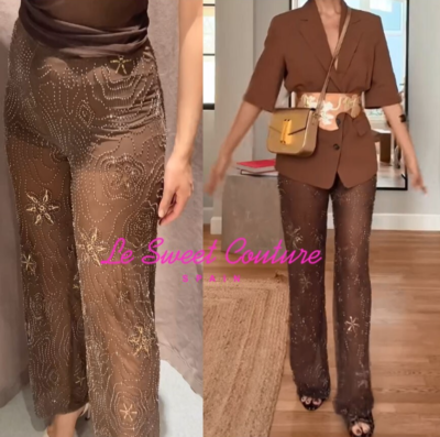 ZARA WOMAN NWT SS25 BEADED SEQUIN TROUSERS BROWN 4813/340/717 | eBay