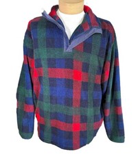 Vintage 90  s Multicolored Plaid Fleece Quarter Zip Pullover Sweatshirt / Jacket