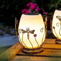 Led Solar Tischleuchte Solarleuchte Leuchte Garten Metall Terrasse Deko Libelle
