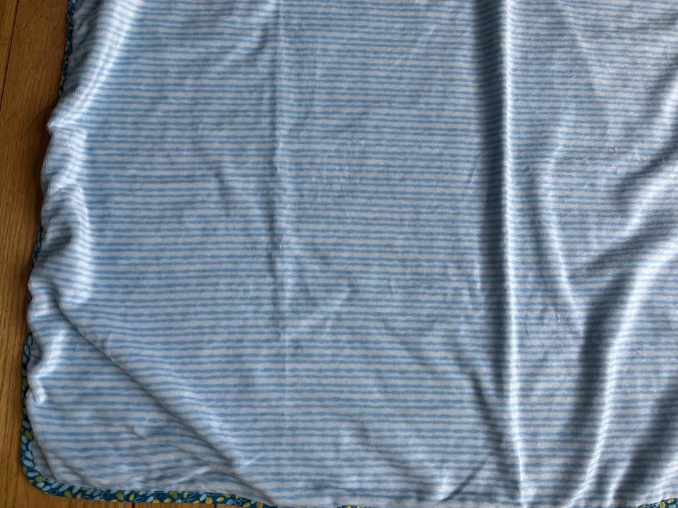 Cocalo Turtle Reef Reversible Blue Green Stripe Baby Blanket Throw 30"x40" Fish - Image 4 of 4