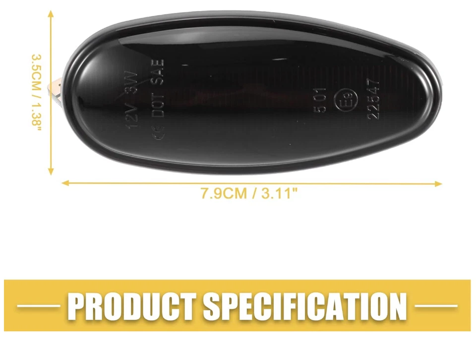 适用于 2001 - 2006 三菱 Lancer 动态 LED 侧标记灯 转向信号灯 — 第 2/4 张图片