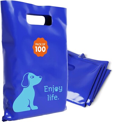 OPTIPAK 12x15 Plastic Bags   100 Pack with Die-Cut Handles for Retail & Party