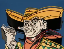 TIN SIGN " The Vegas Cowboy "Mancave Wall Vintage Farm Cards Poker Vegas