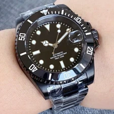 40mm Tandorio black dial NH35 Automatic Mens Watch Sapphire Glass Black PVD Case