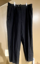 John Clarendon Mens USA Made Black Pinstripe Pleated Dress Pants Size 41 x39