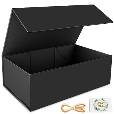 Black Gift Box, 9.5x6x3'' Gift boxes for 1 Count (Pack of 1) Black